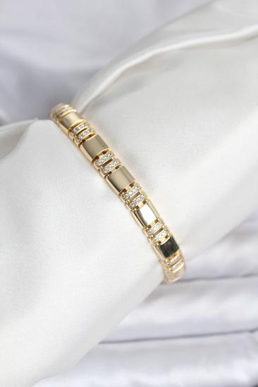 Pirinç Gold Renk Zirkon Taşlı Kadın Bileklik