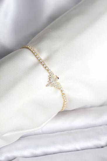 Anka Kuşu Model Zirkon Taşlı Gold Renk Pirinç Su Yolu Kadın Bileklik