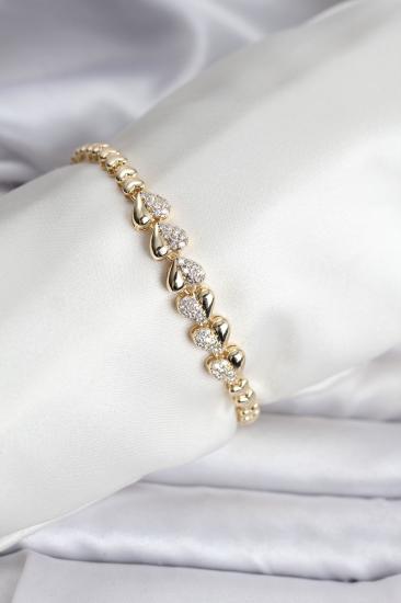14K Gold Renk Kaplama Kalp Model CM Kadın Bileklik