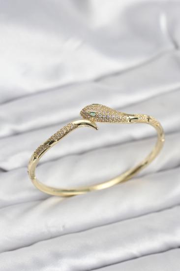 Pirinç Zirkon Taşlı Yılan Model Kadın Kelepçe Bileklik