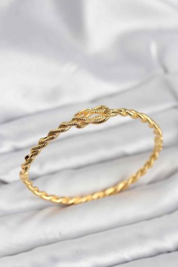 Düğüm Model Pirinç Gold Renk Kadın Kelepçe Bileklik