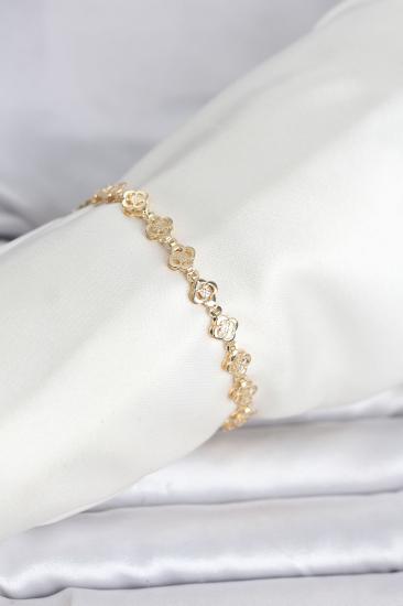 CM 14K Gold Renk Yonca Model Kadın Bileklik