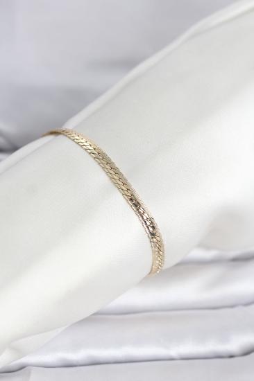 CM 14K Gold Renk Lazerli Yassı Zincir Model Kadın Bileklik