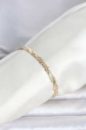 CM 14K Gold Renk Ezme Sarmal Zincir Model Kadın Bileklik
