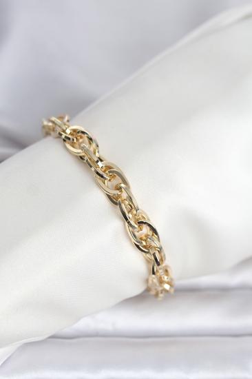 CM 14K Gold Renk Kalın Burgu Zincirli Model Kadın Bileklik