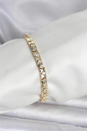Pirinç Gold Renk Zirkon Taşlı Kadın Bileklik