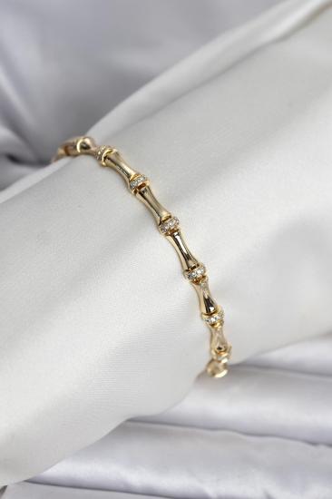 Pirinç Gold Renk Kemik Model Kadın Bileklik
