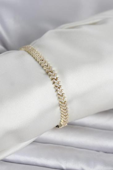 Pirinç Gold Renk Zirkon Taşlı Çavuş Model Kadın Bileklik
