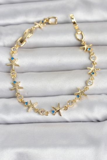 Pirinç Gold Renk Sıralı Deniz Yıldızı Model Kadın Bileklik