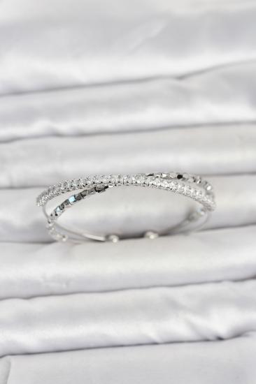Pirinç Gümüş Renk Zirkon Taşlı ve Dorika Model Kadın Bileklik