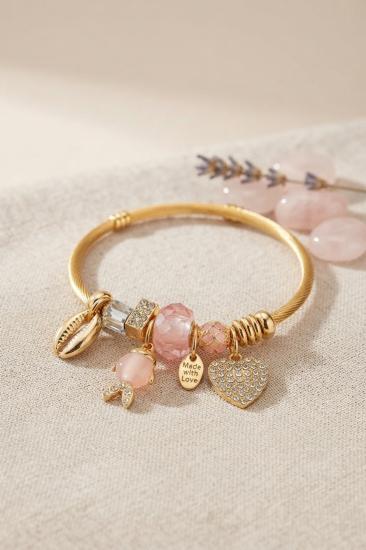 Pembe Balık Model Gold Renk Charmlı Bileklik