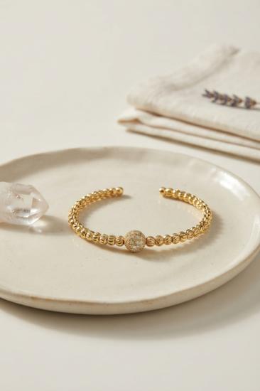 Gold Renk Dorika Model Zirkon Taşlı Kadın Bileklik