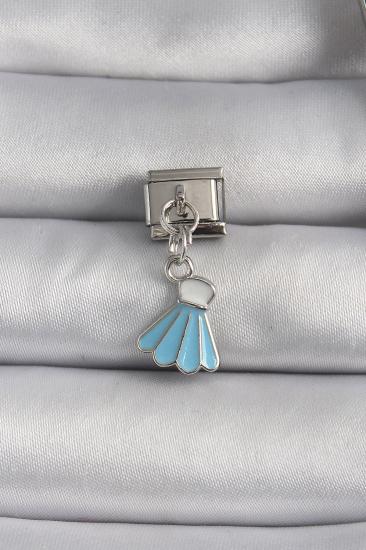 316L Çelik Gümüş Renk Mavi Renk Sallantı Elbise Model Nomination Charm