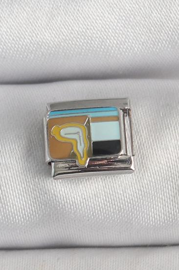 316L Çelik Gümüş Renk Renkli Portre Model Nomination Charm