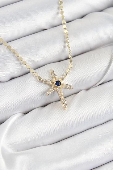 Pirinç Zirkon Taşlı Kutup Yıldızı Model Ezme Zincir Gold Renk Kadın Kolye
