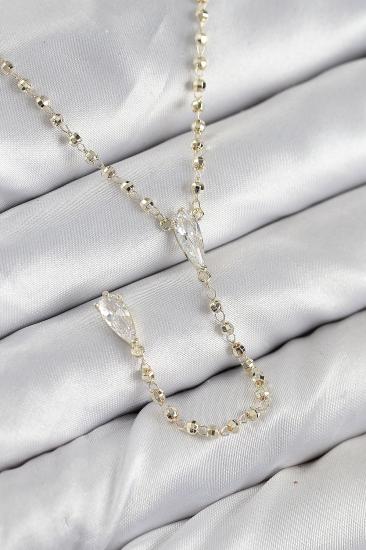 Pirinç Zirkon Taşlı Gold Renk Kadın Y Kolye
