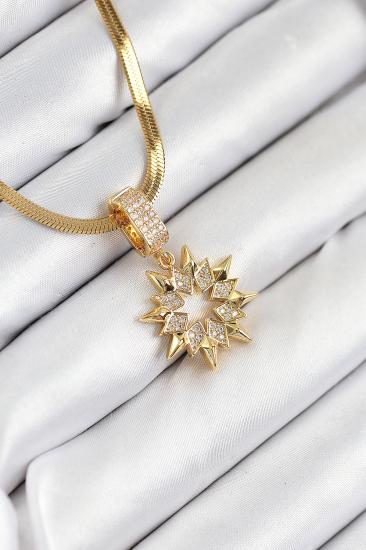 316L Çelik Zirkon Taşlı Yıldız Model Gold Renk Kadın Kolye
