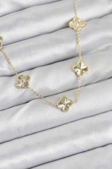 Pirinç Gold Renk Yonca Kadın Kolye