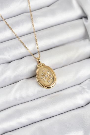 316L Çelik Zincir Gold Renk Kapaklı Açılabilir Model Kadın Kolye