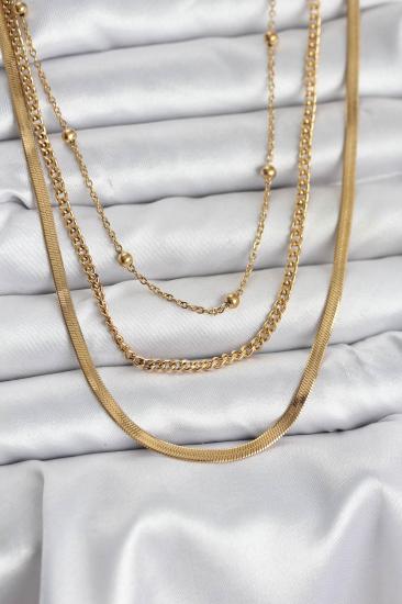 316L Çelik Gold Renk 3’lü Kadın Kolye