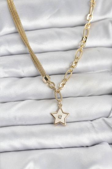 Gold Renk Pirinç Yıldız Model Kadın Kolye