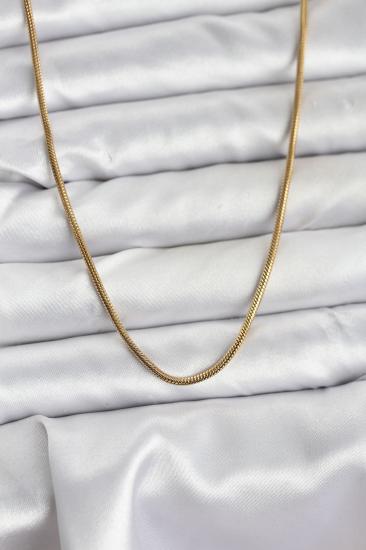 316L Çelik Zincir Gold Renk 60 cm Yılan Zincir Kadın Kolye