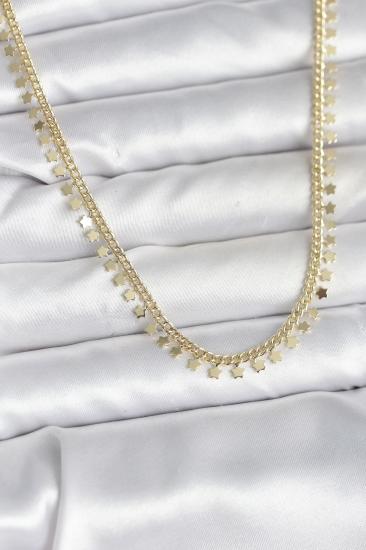 Pirinç Gold Renk Sıralı Yıldız Kadın Kolye