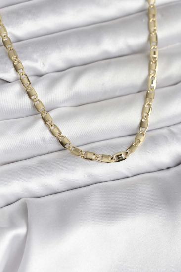 14K Gold Renk Kaplama Plaka Ezme Model Zincirli CM Kadın Kolye