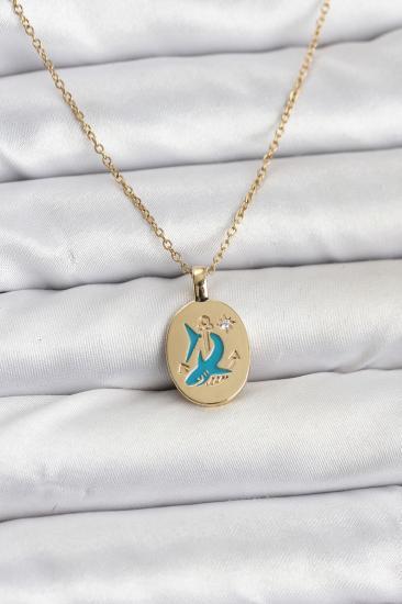 316L Çelik Zincir Gold Renk Shark Figür Kadın Kolye