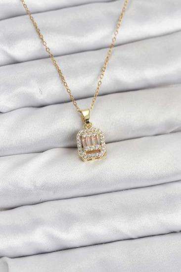 316L Çelik Zincir Gold Renk Baget Model Kadın Kolye