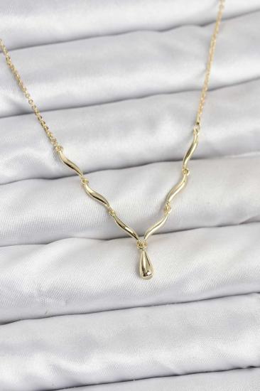 Pirinç Gold Renk Damla Model Kadın Kolye