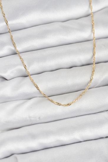 CM 14K Gold Renk Pirinç Ezme Burgu Model Kadın Kolye