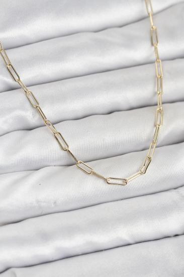 CM 14K Gold Renk Pirinç Ataç Zincir Kadın Kolye