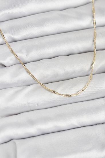 CM 14K Gold Renk Pirinç Ataç Zincir 60 cm Kadın Kolye