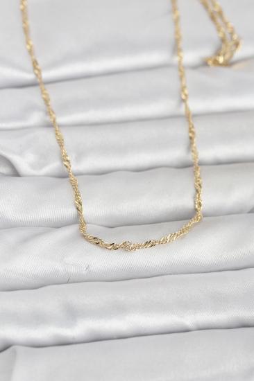 CM 14K Gold Renk Burgu Zincirli 60 cm Kadın Kolye