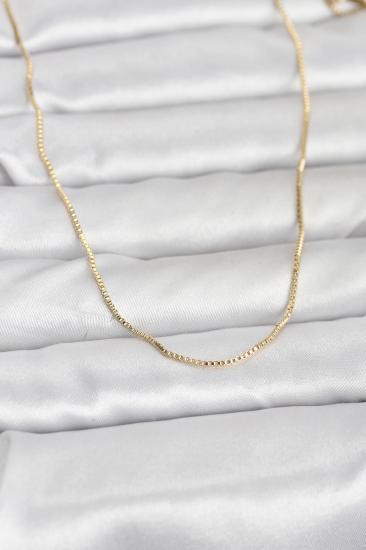 CM 14K Gold Renk İnce Kare Zincirli Model 60 cm Kadın Kolye