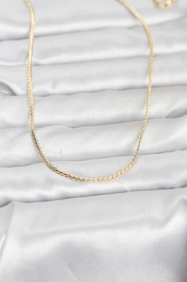 CM 14K Gold Renk Yassı Zincir Model 60 cm Kadın Kolye