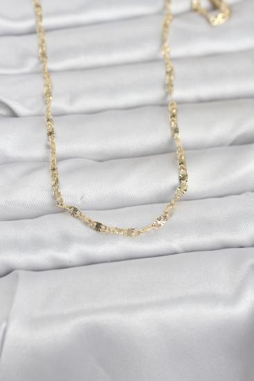 CM 14K Gold Renk Lazerli Gemici Zincir Model 60 cm Kadın Kolye