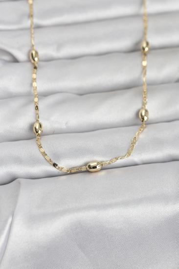 CM 14K Gold Renk Damla Topçuklu Zincir Model 60 cm Kadın Kolye