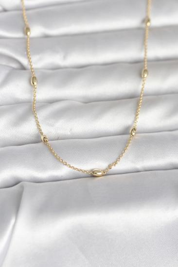 CM 14K Gold Renk Damla Topçuk Model Zincirli 60 cm Kadın Kolye