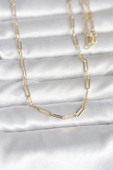 CM 14K Gold Renk Ataç Zincirli Model 60 cm Kadın Kolye