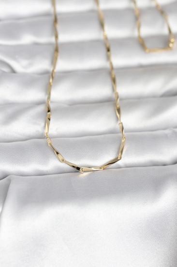 CM 14K Gold Renk Kesme Çubuk Zincirli Model 60 cm Kadın Kolye