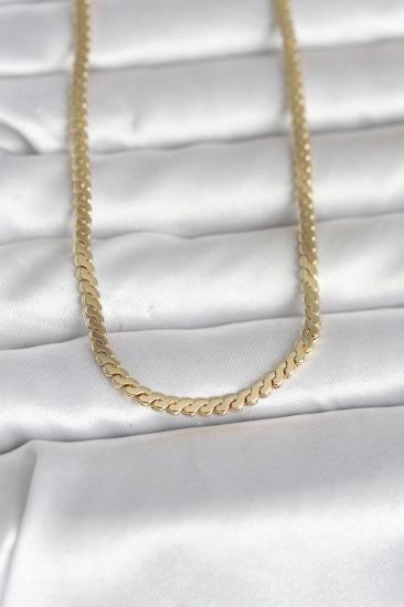CM 14K Gold Renk Yassı Ezme Zincir Model 60 cm Kadın Kolye
