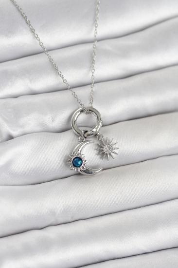 316L Çelik Gümüş Renk Gece Gündüz Tema Charmlı Kadın Kolye