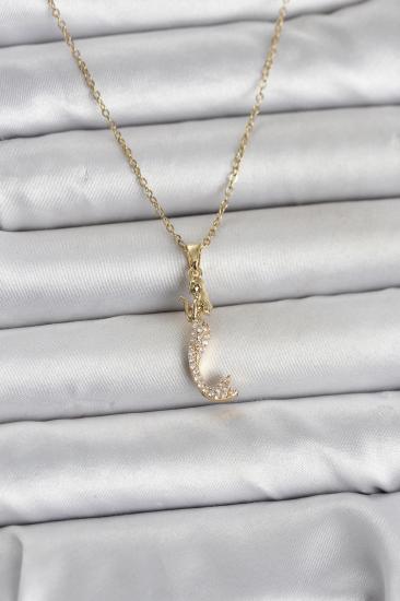 316L Çelik Zincir Gold Renk Zirkon Taşlı Deniz Kızı Model Kadın Kolye