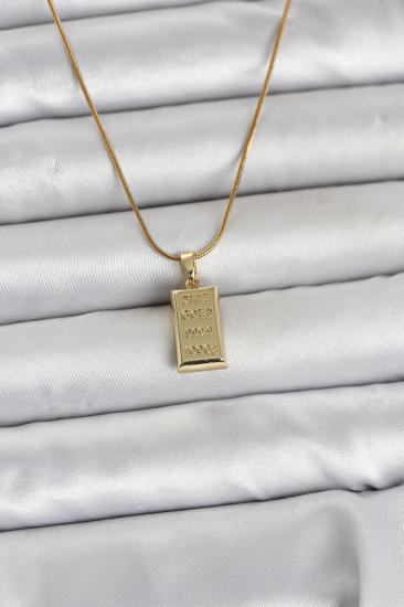 316L Çelik Zincir Gold Renk Külçe Model Kadın Kolye