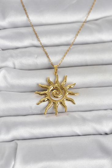 316L Çelik Gold Renk Bohem Güneş Model Kadın Kolye