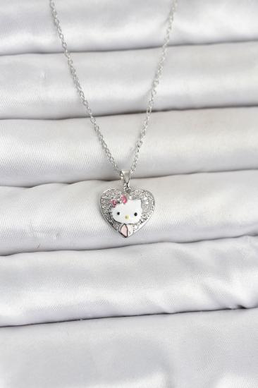 316L Çelik Zincir Gümüş Renk Kitty Model Kolye