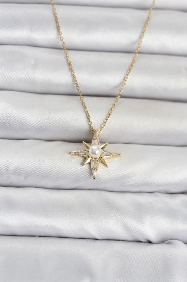 316L Çelik Zincir Gold Renk Kutup Yıldızı Model Kadın Kolye
