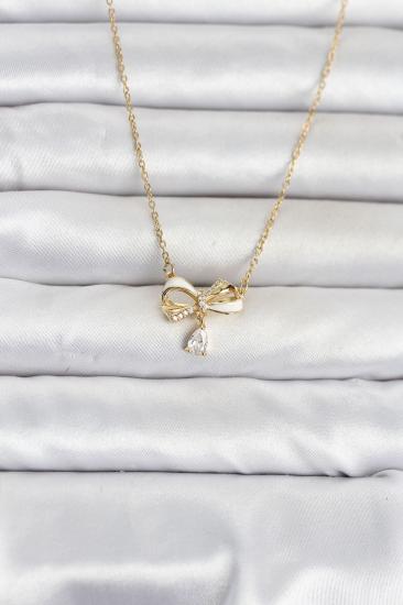 316L Çelik Zincir Gold Renk Fiyonk Model Kadın Kolye